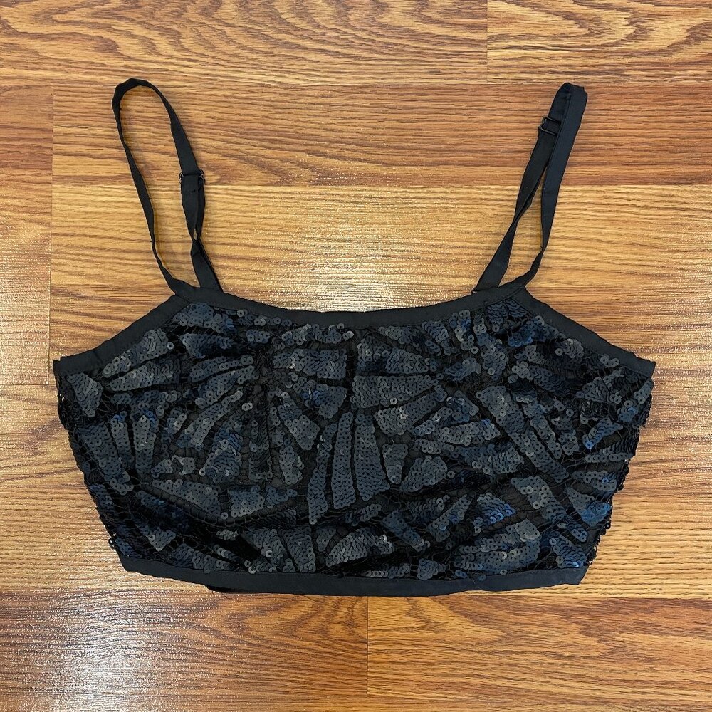 Forever 21 Black Sequin Crop Top